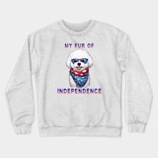 Bichon Frise Funny USA Flag 4th of July Fur Of Independence Crewneck Sweatshirt